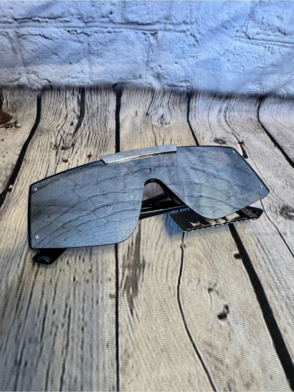 True Religion Oversized Shield Sunglasses Black Wraparound New UV Protection